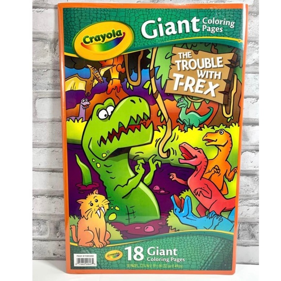 Crayola 12x19 The Trouble With Dinosaur T-Rex 18 Giant Coloring Pages - NEW - Picture 1 of 2